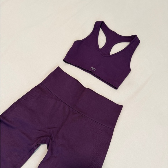 SET Active Pants - SET Active Deep Purple Seamless Sports Bra & Leggings Set